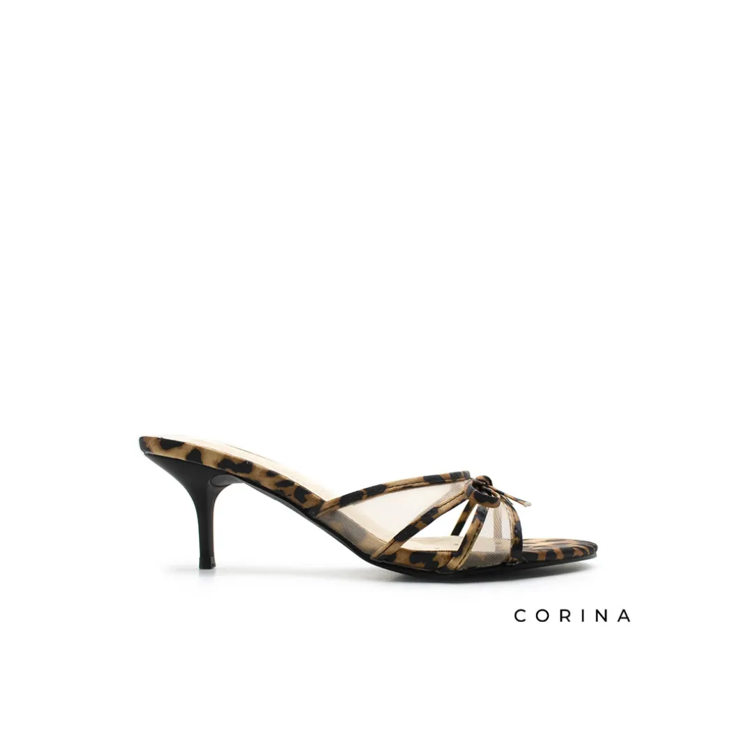 Sandalia mule tacon fino leopardo