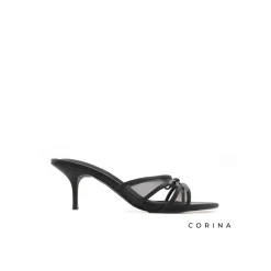 Sandalia mule tacon fino negra