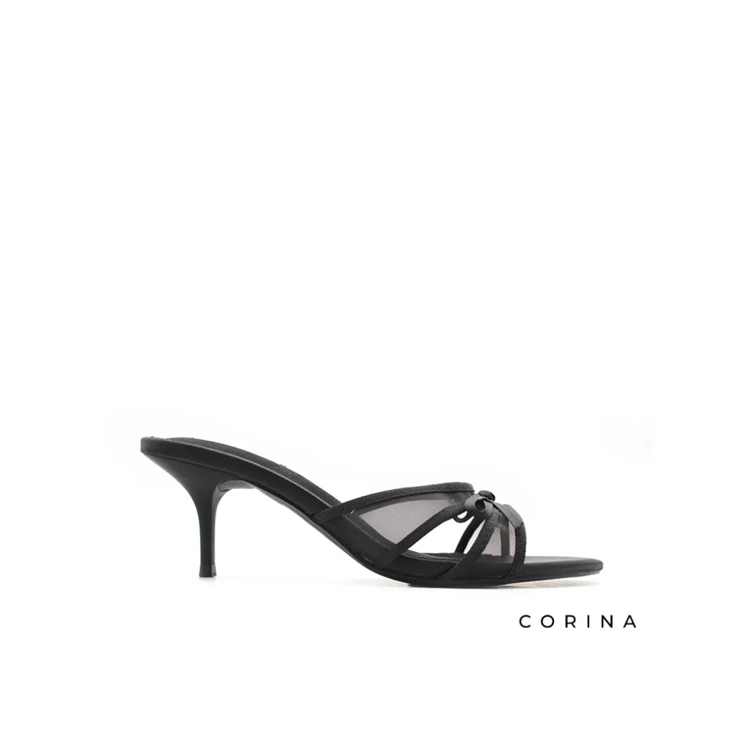 Sandalia mule tacon fino negra