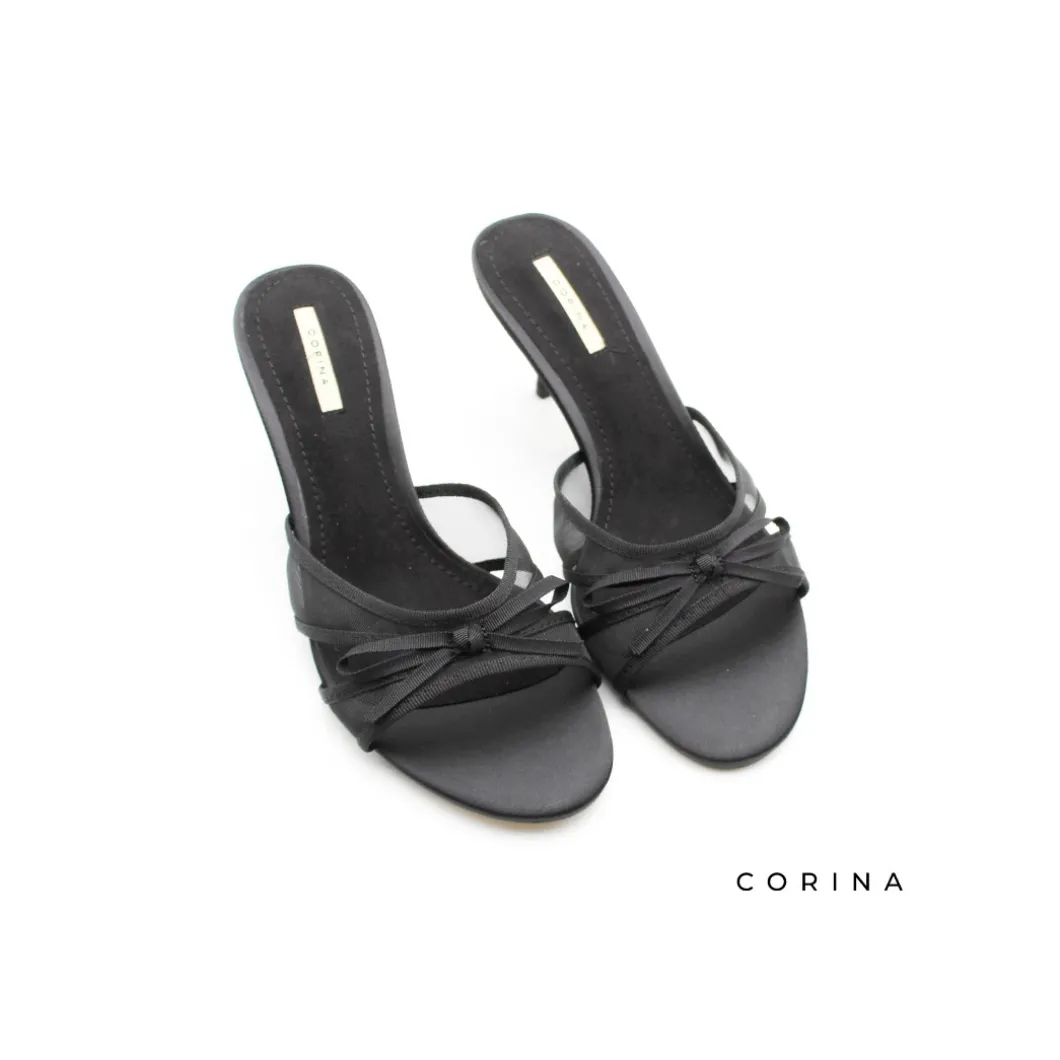 Sandalia mule tacon fino negra