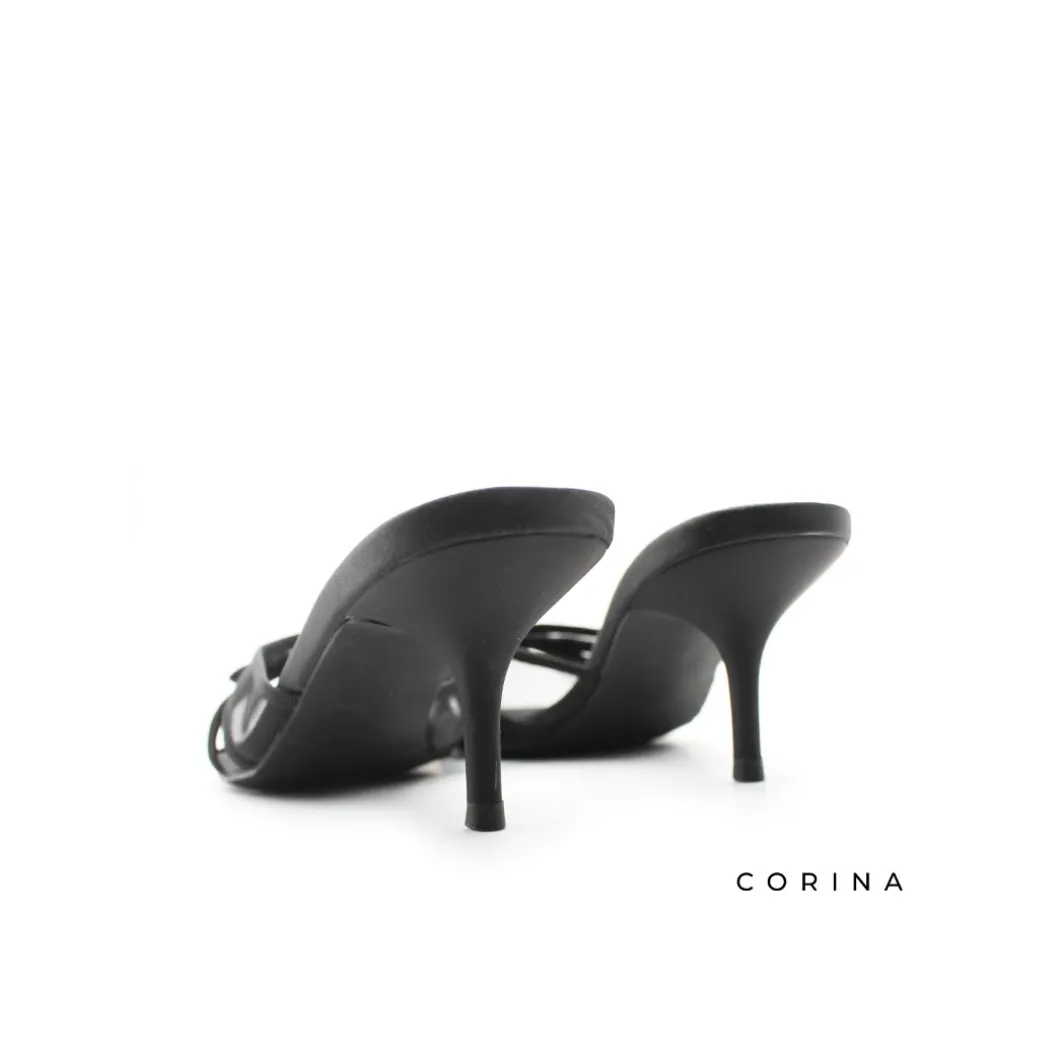 Sandalia mule tacon fino negra
