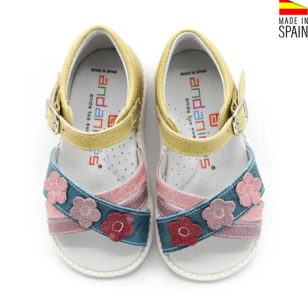 Sandalia multicolor flores bebé