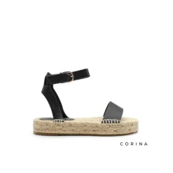 Sandalia negra suela esparto