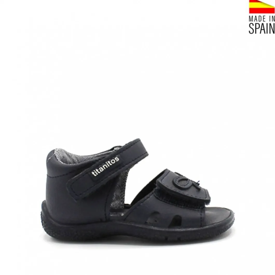 SANDALIA NIÑA VELCRO LAZO AZUL MARINO
