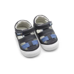 Sandalia piel barefoot azul marino