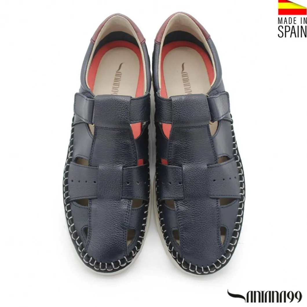 Sandalia piel setter azul marino