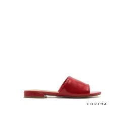 Sandalia plana charol roja
