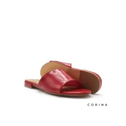 Sandalia plana charol roja