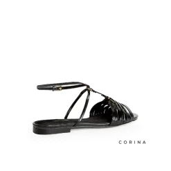 Sandalia plana de tiras negra