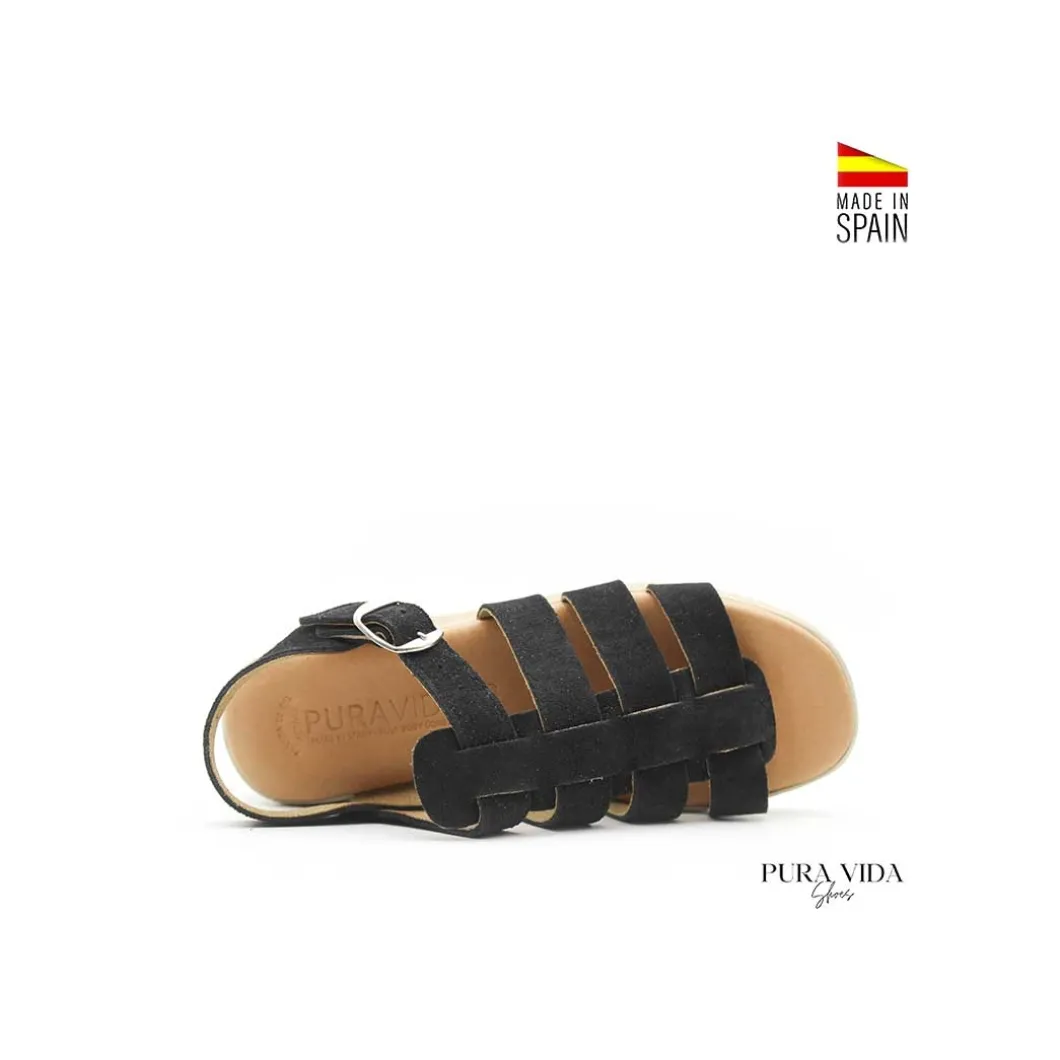 Sandalia plataforma negra tipo cangrejera