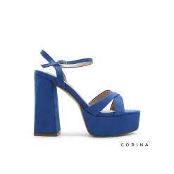 Sandalia plataforma tacón azul
