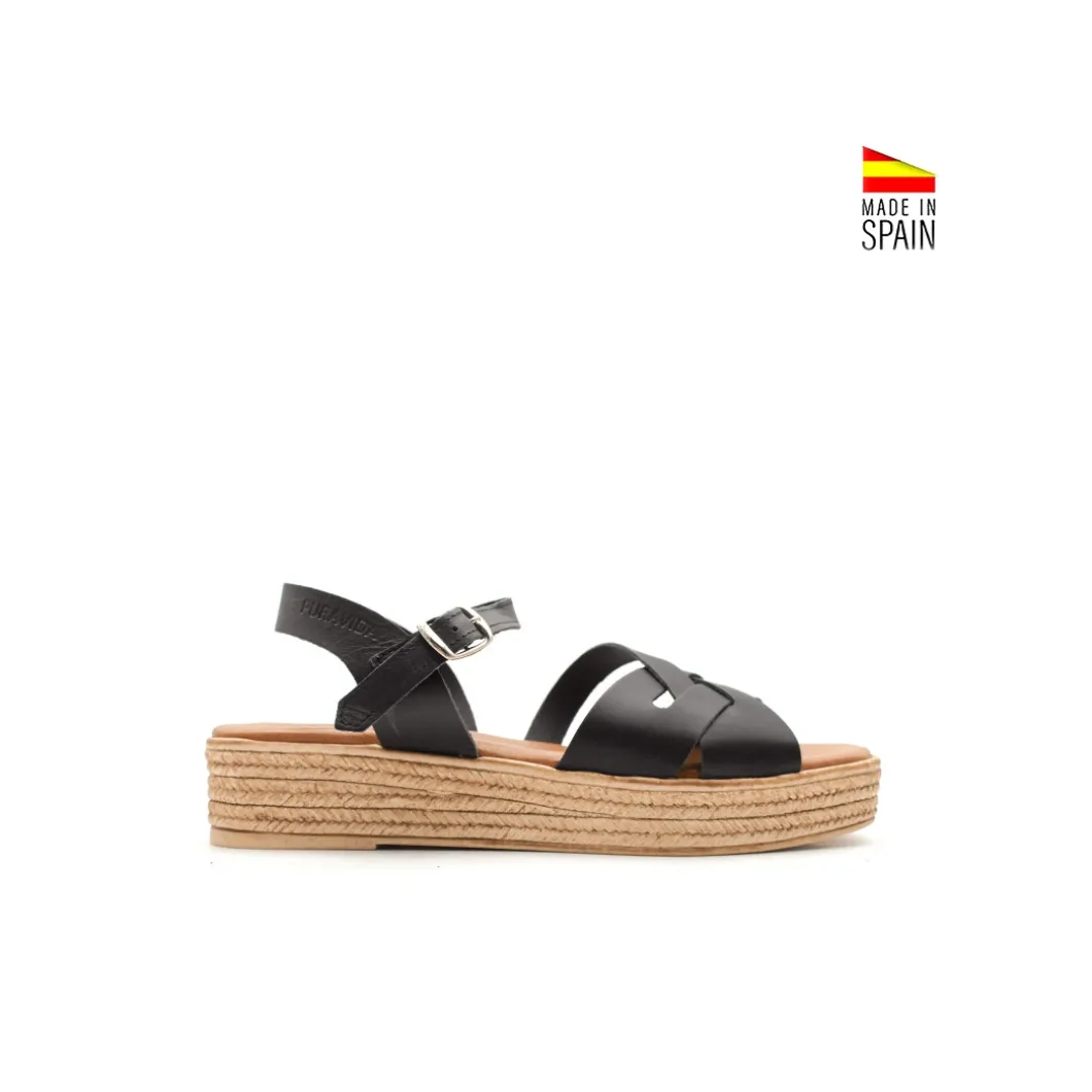 Sandalia PuraVida negra con plataforma