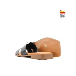 Sandalia slim H charol negro
