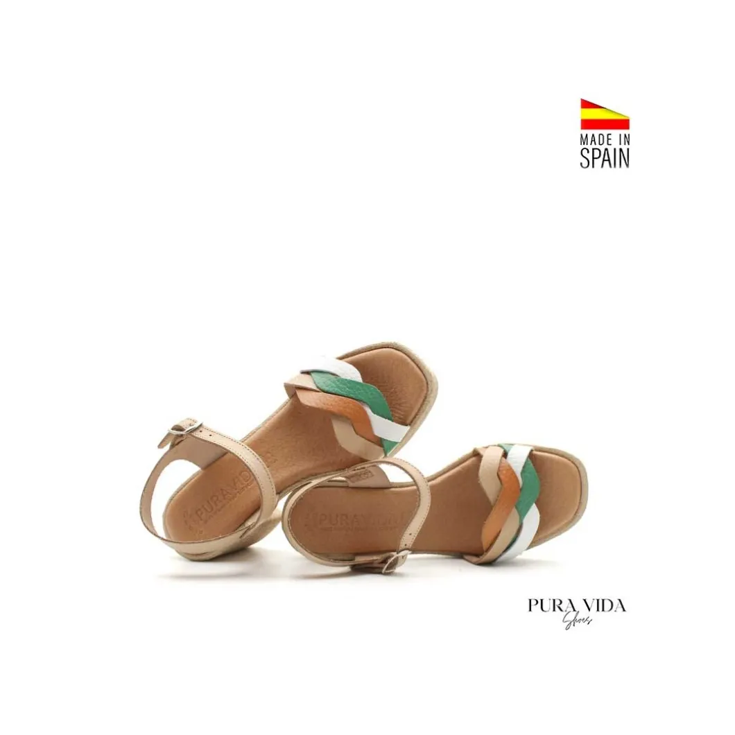 Sandalia Solea beige con tacón y plataforma