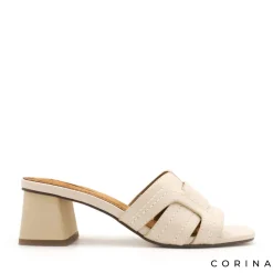 Sandalia tacón mule beige