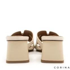 Sandalia tacón mule beige