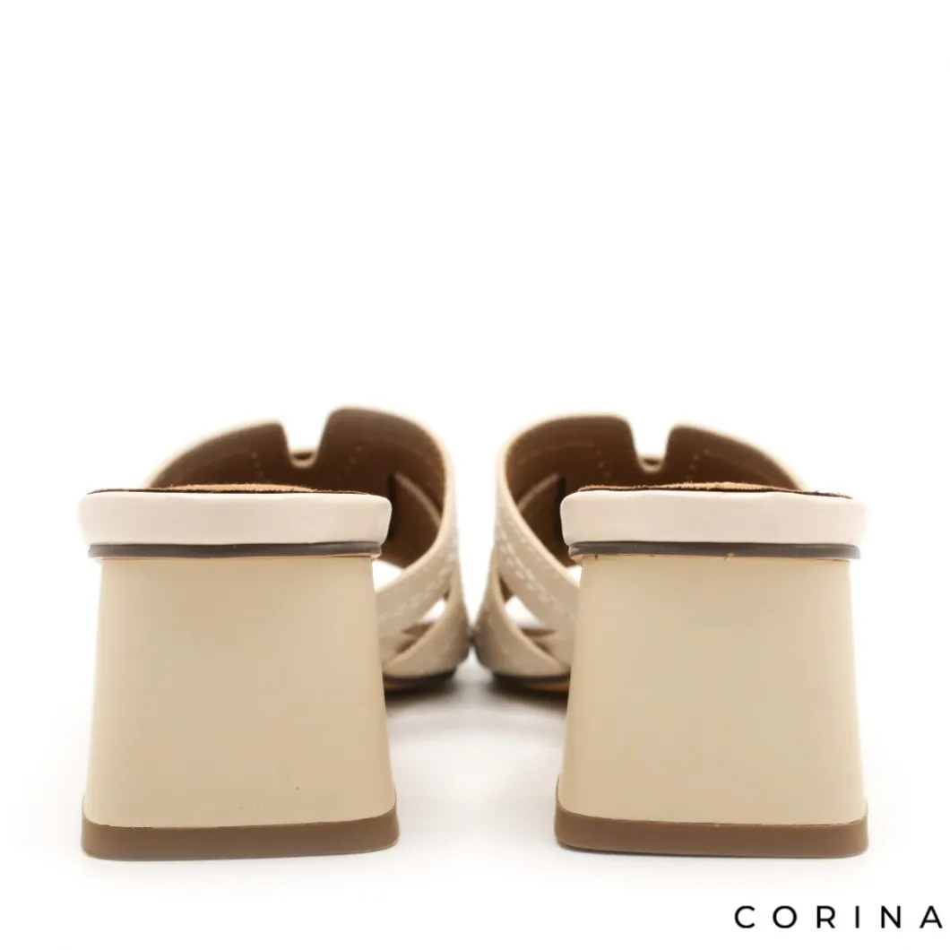 Sandalia tacón mule beige