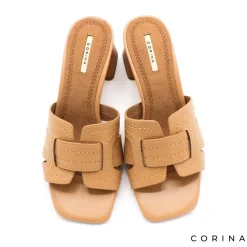 Sandalia tacón mule camel
