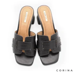 Sandalia tacón mule negra