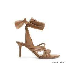 Sandalia tacon lazo camel