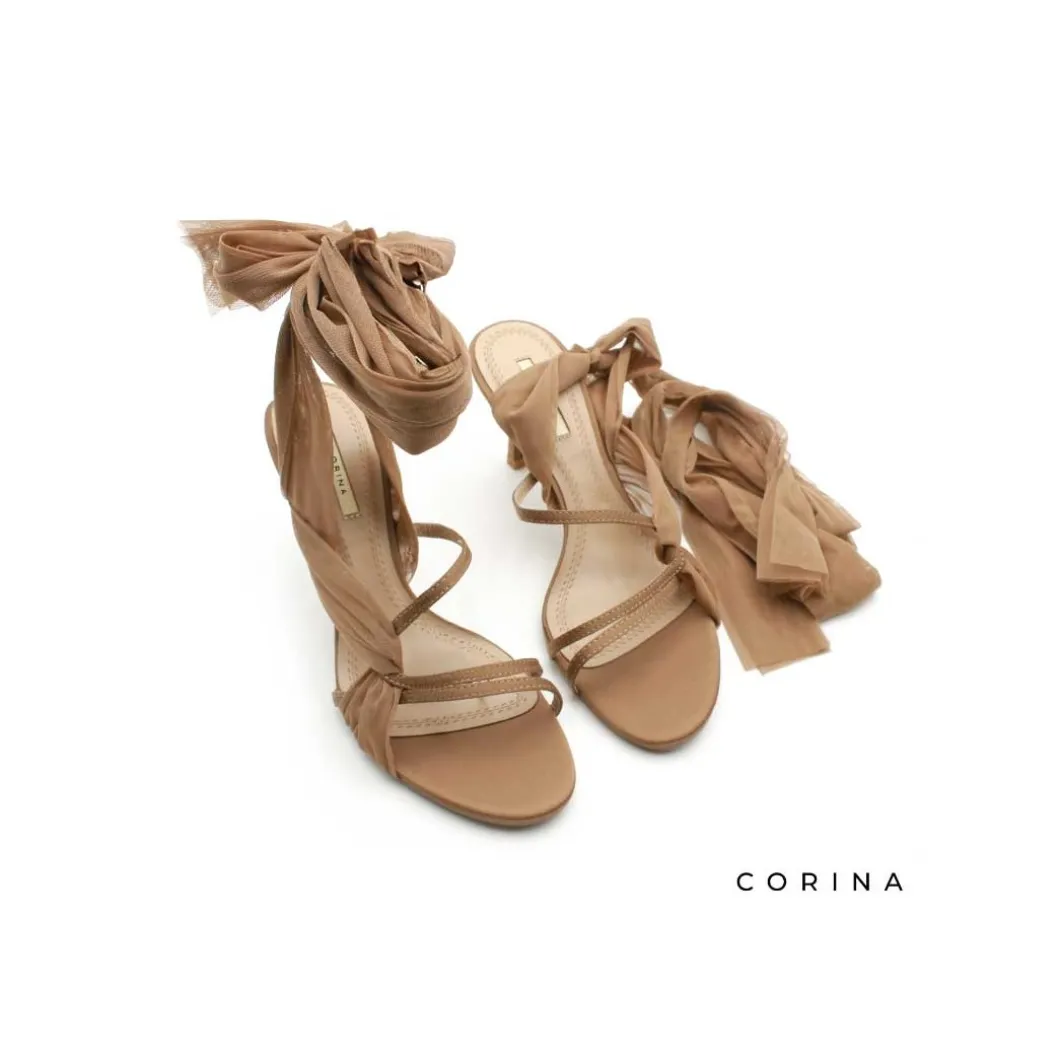 Sandalia tacon lazo camel