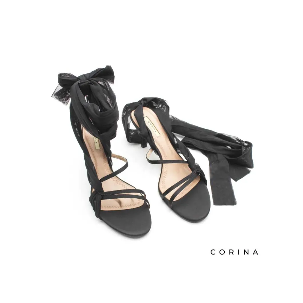 Sandalia tacon lazo negro