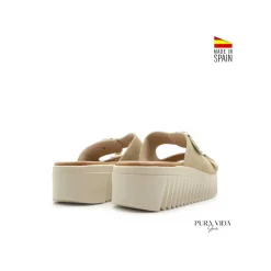 Sandalia track hebillas beige
