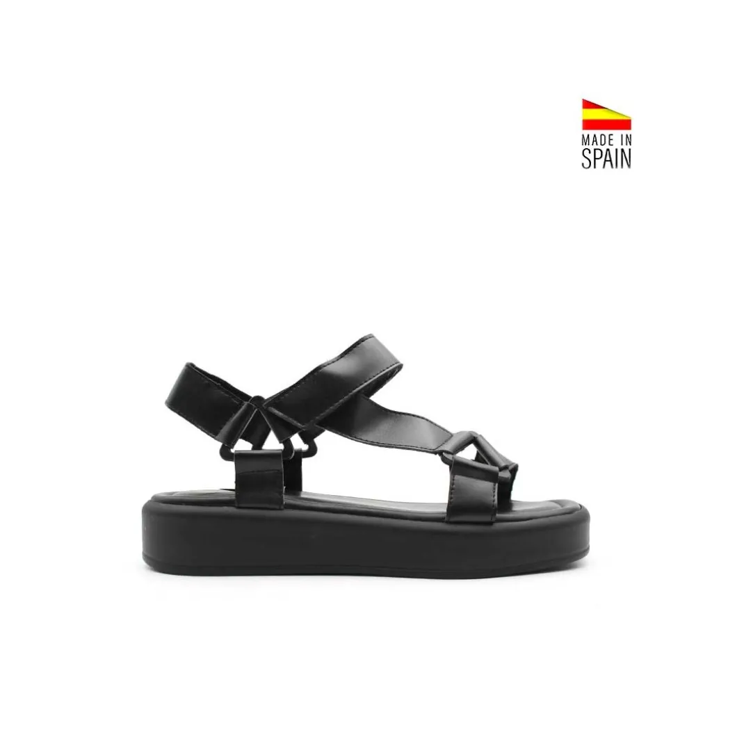Sandalia velcro casual negra