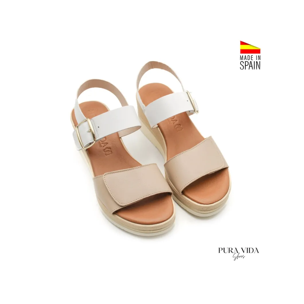 Sandalia Vita piel blanco beige