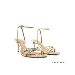 Sandalias con tacon platino de hebillas