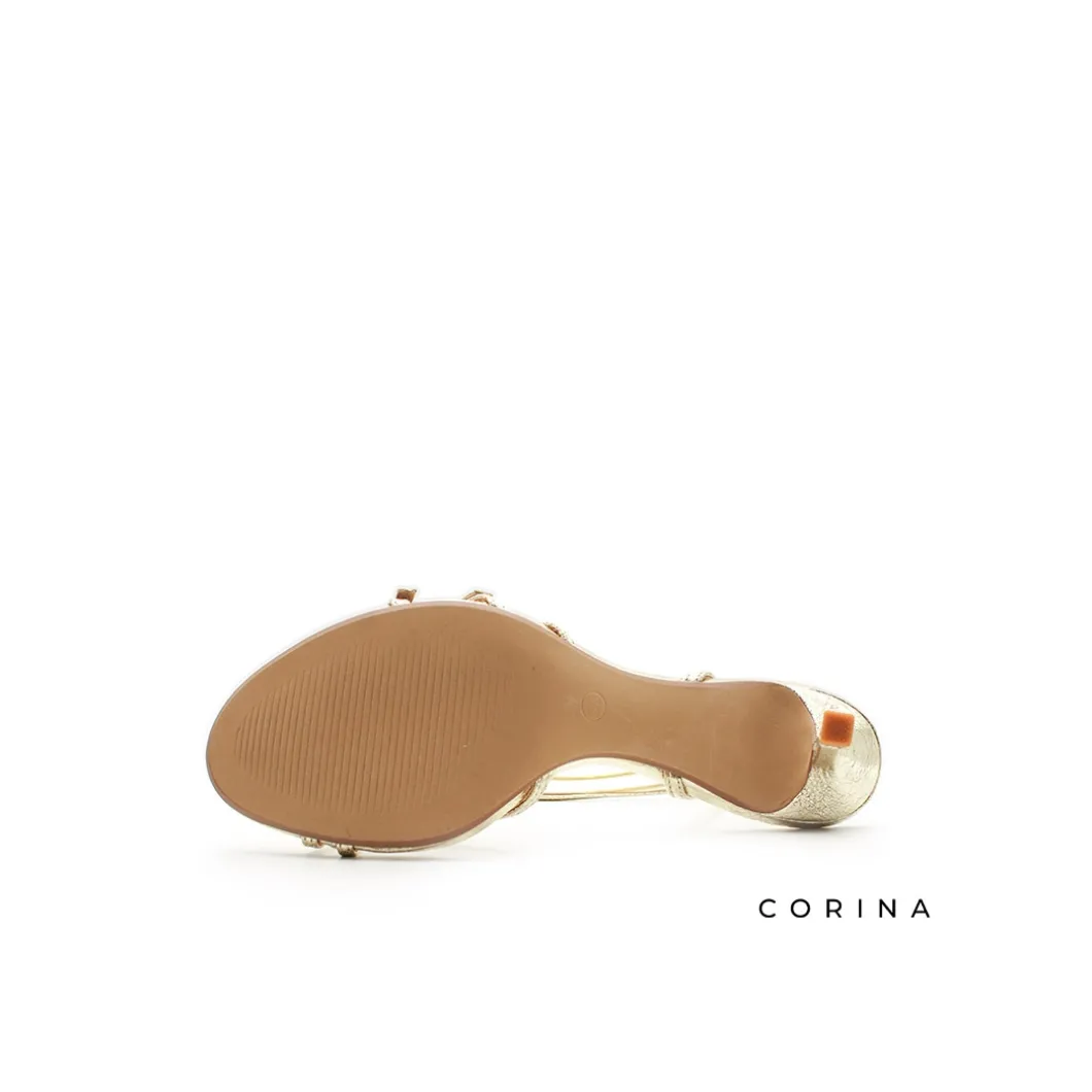 Sandalias con tacon platino de hebillas