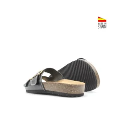 Sandalias hebillas con suela de corcho negra