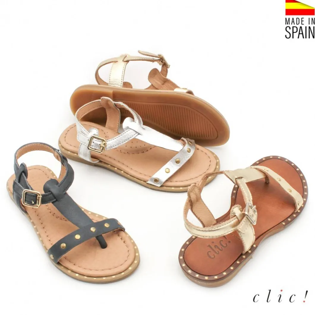 SANDALIAS NIÑA METALIZADA TACHAS