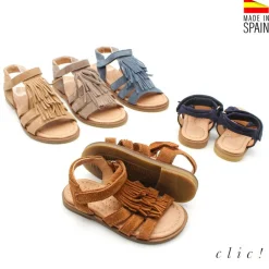 SANDALIAS NIÑA PIEL CON FLECOS