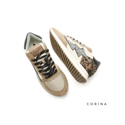 Sneakers rayo glitter camel