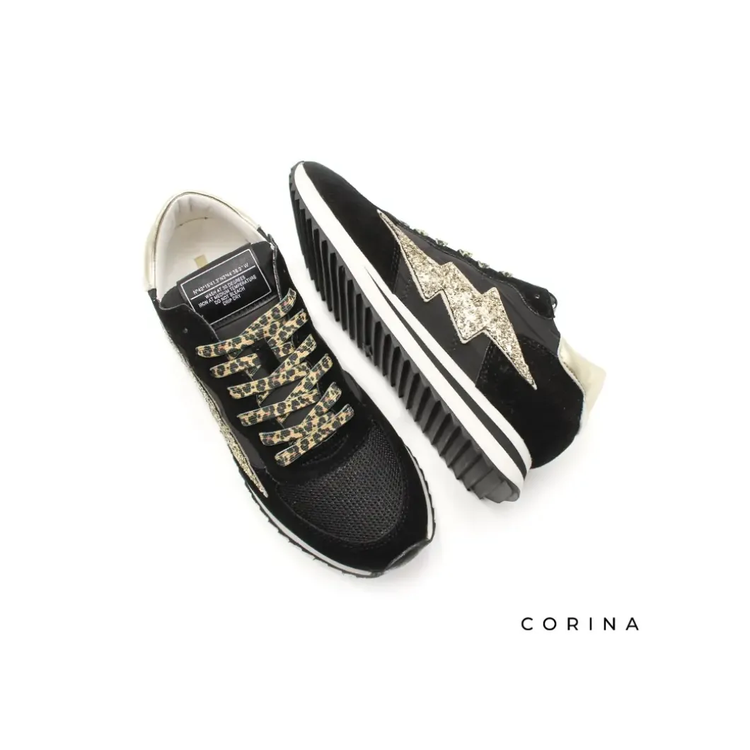 Sneakers rayo glitter negra