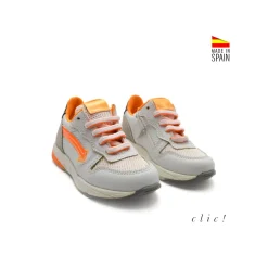 Zapatilla blanca neon naranja Clic!