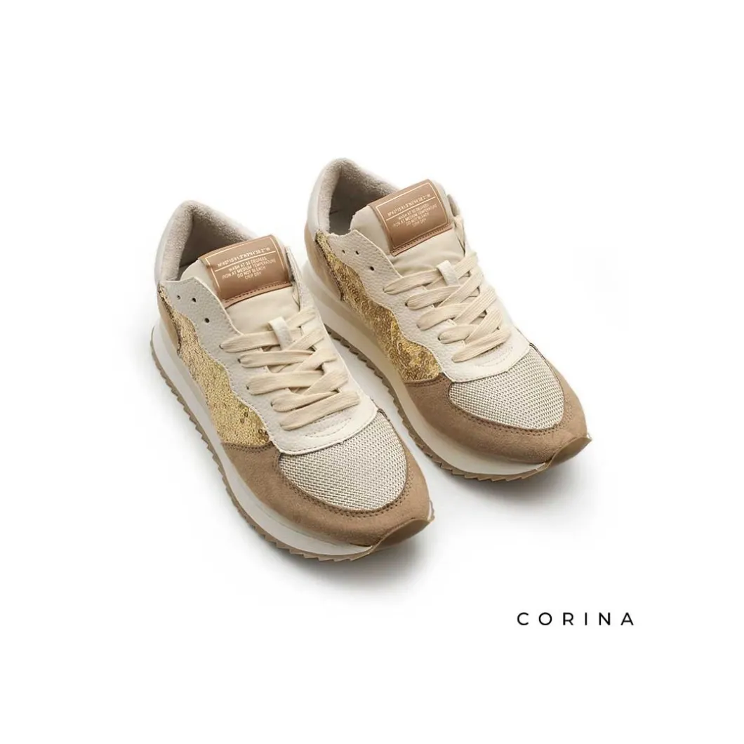 Zapatilla con lentejuelas dorada