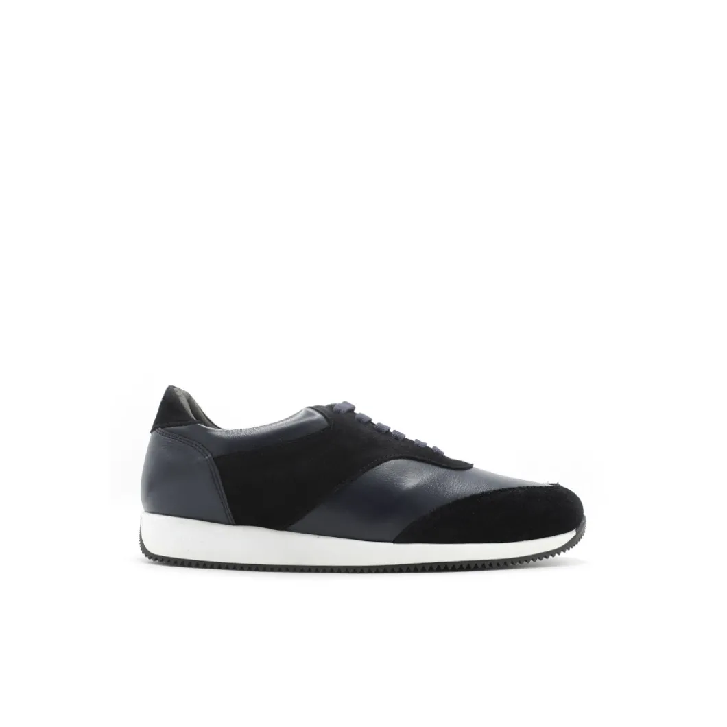 Zapatilla cordón de piel azul marino