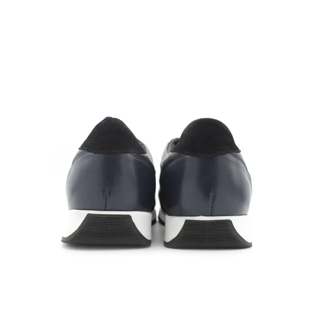 Zapatilla cordón de piel azul marino