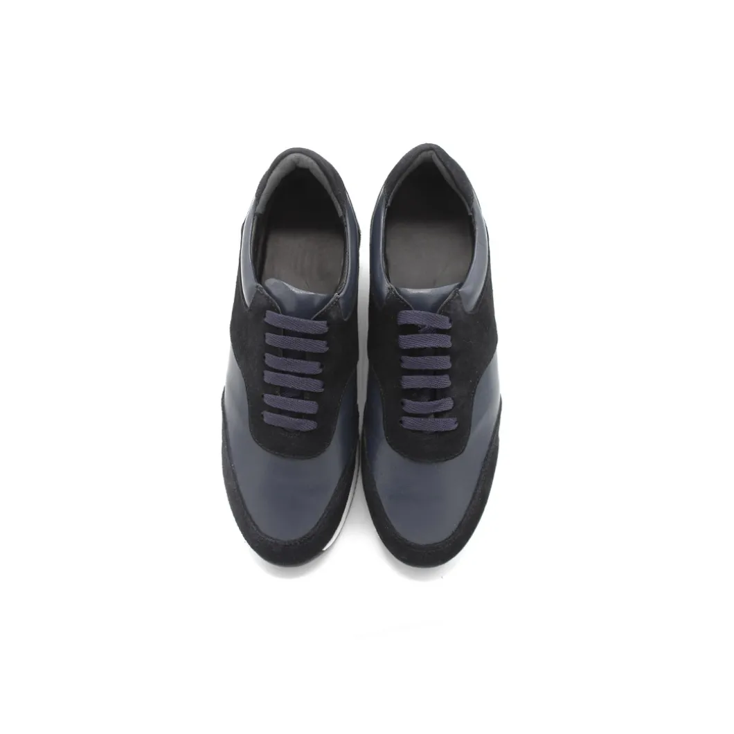 Zapatilla cordón de piel azul marino