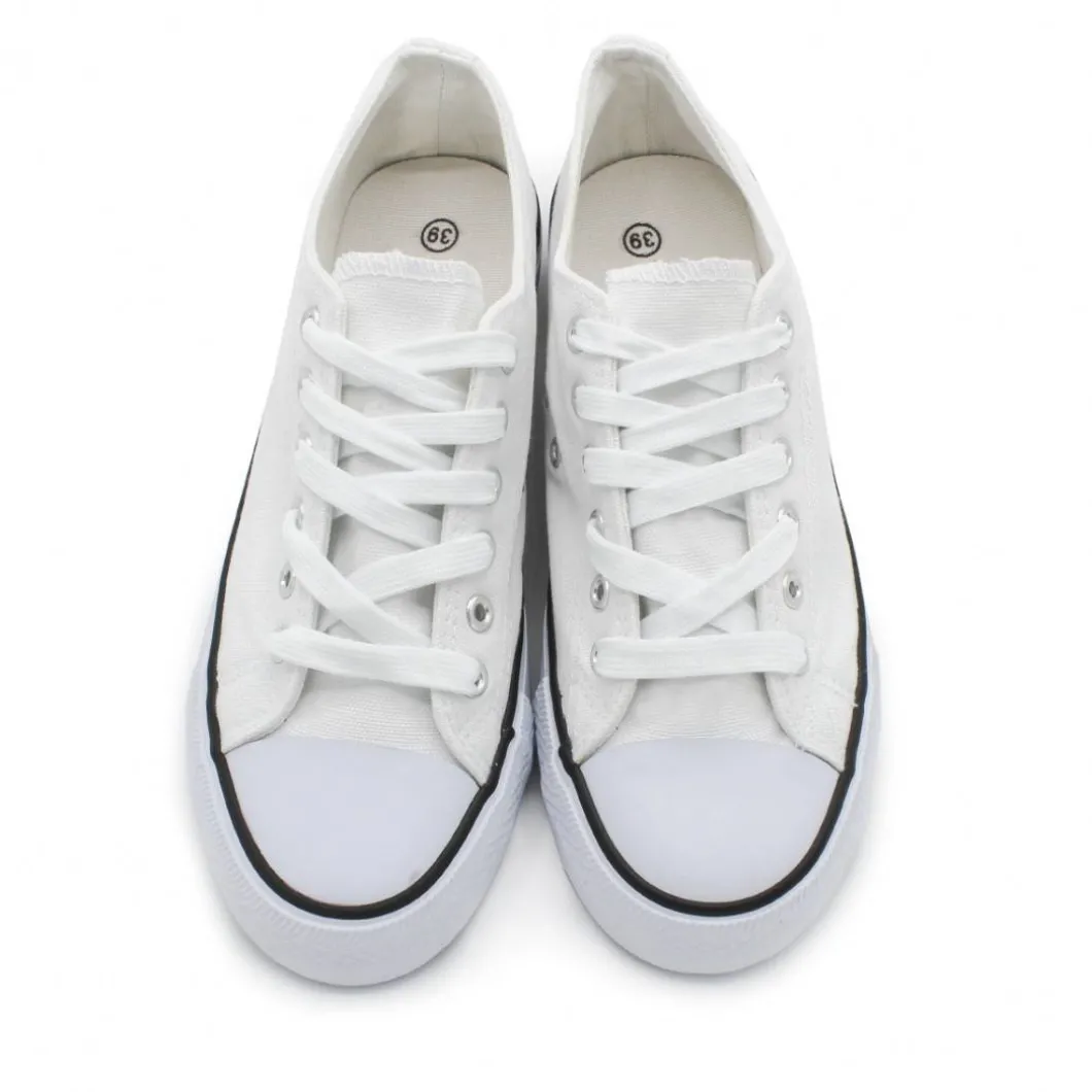 Zapatilla CV Blanca raya negra