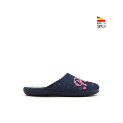 Zapatilla de casa azul Paris con punta cerrada