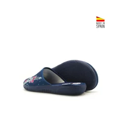 Zapatilla de casa azul Paris con punta cerrada