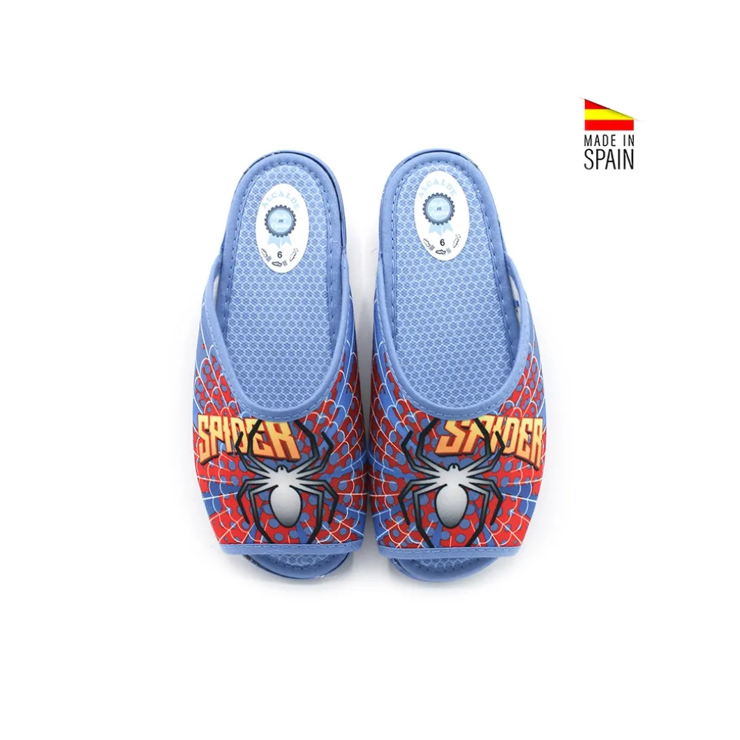 Zapatilla de casa azul spiderman