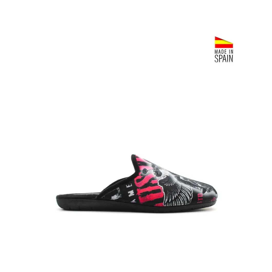 Zapatilla de casa biker negra