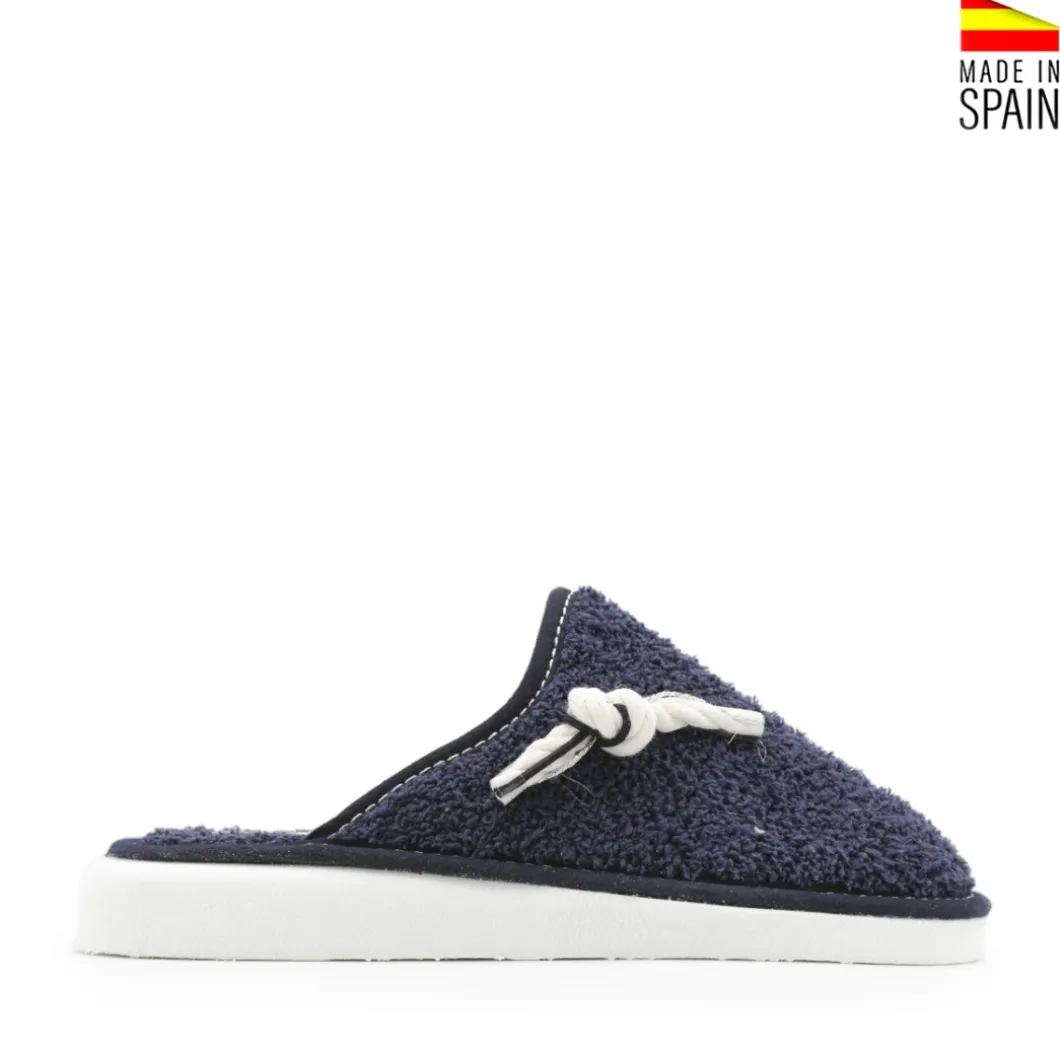 Zapatilla de casa comunión nudo azul marino