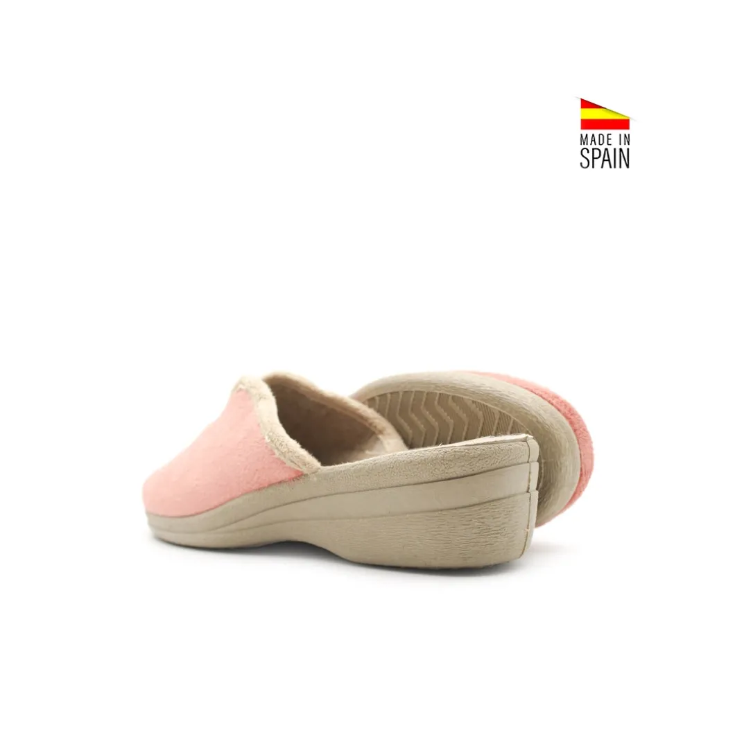 Zapatilla de casa cuña teja destalonada