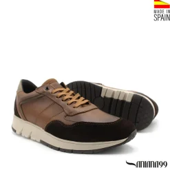 Zapatilla de piel cuero