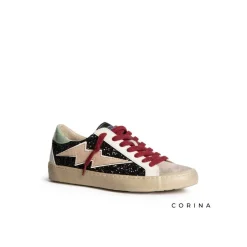 Zapatilla glitter rayo negra